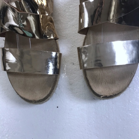 Stradivarius 39 Gold Metallic Espadrille Sandals - Picture 6 of 8